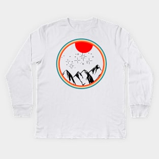 Rainbow retro Mountain Kids Long Sleeve T-Shirt